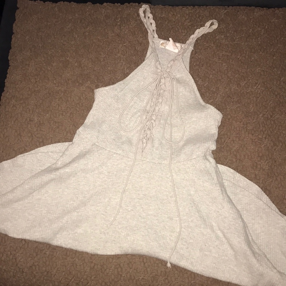 Ribbed Tie up Skater Dress